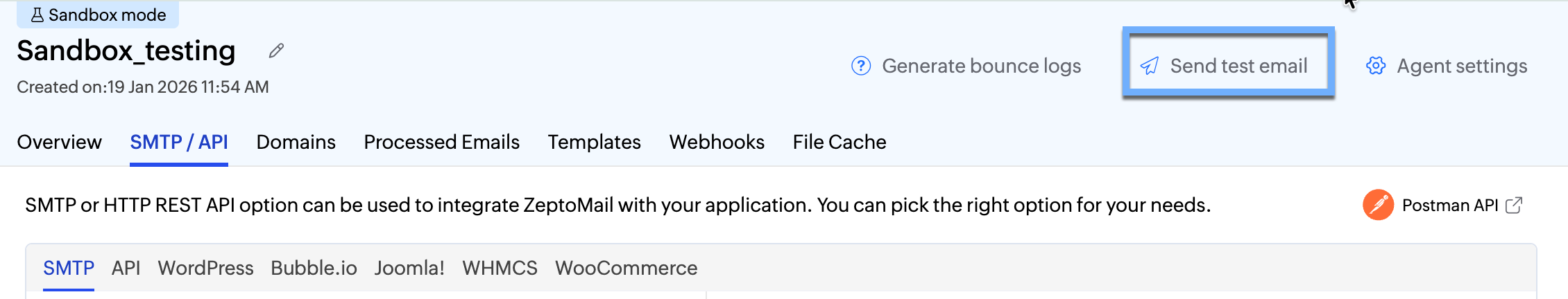 Send test email