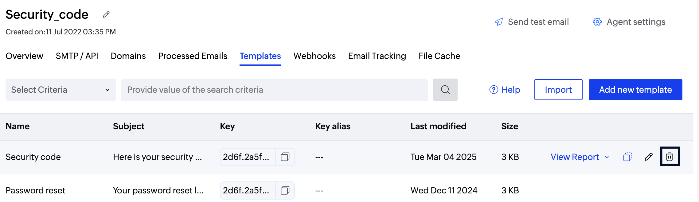 delete template delete template